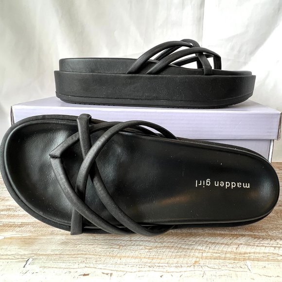 NIB!! Madden Girl Fowler Paris Black Platform Sandals - Picture 2 of 12